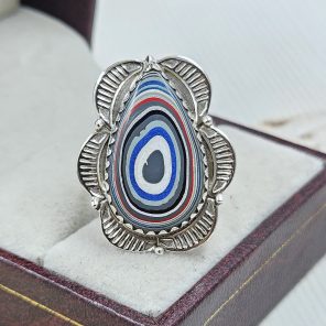 Fordite Size US 9 925 Sterling Silver Ring (REXT22-42)
