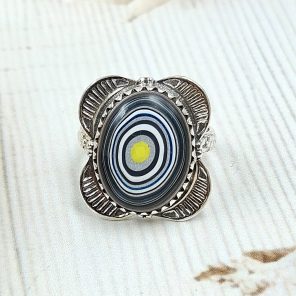 Fordite Size US 8 925 Sterling Silver Ring (REXT22-44)