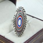 Fordite Size US 9 925 Sterling Silver Ring (REXT22-41)