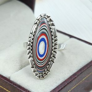 Fordite Size US 9 925 Sterling Silver Ring (REXT22-41)