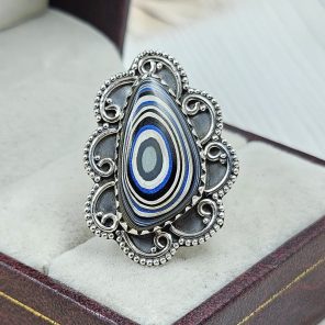 Fordite Size US 7 925 Sterling Silver Ring (REXT22-58)