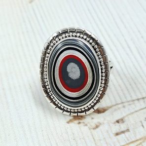 Fordite Size US 10 925 Sterling Silver Ring (REXT22-35)