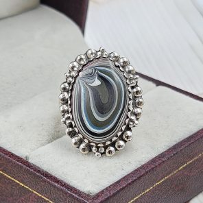 Fordite Size US 6 925 Sterling Silver Ring (REXT22-50)