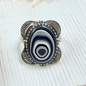 Fordite Size US 10 925 Sterling Silver Ring (REXT22-32)