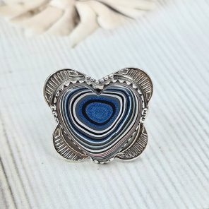 Fordite Size US 9 925 Sterling Silver Ring (REXT22-39)