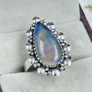 Aurora Opal Size US 9 925 Sterling Silver Ring (RS17-536)