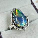 Aurora Opal Size US 8 925 Sterling Silver Ring (RS17-532)