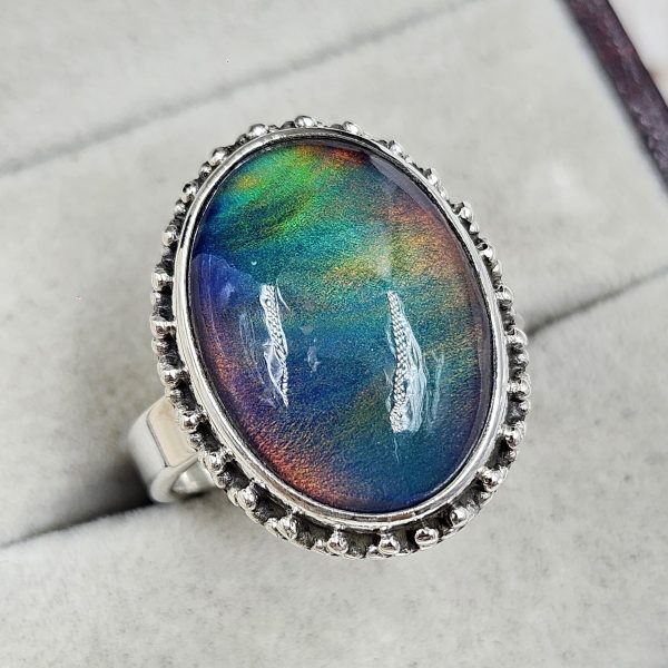 Aurora Opal Size US 8 925 Sterling Silver Ring (RS17-534)