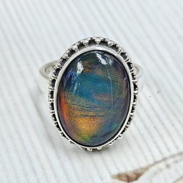 Aurora Opal Size US 8 925 Sterling Silver Ring (RS17-534) - Image 2