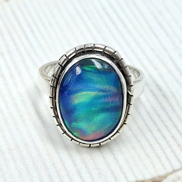 Aurora Opal Size US 7 925 Sterling Silver Ring (RS17-517)