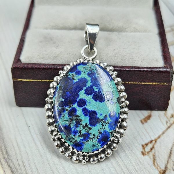 Chrysocolla 1.3" 925 Sterling Silver Pendant (RS19-76)
