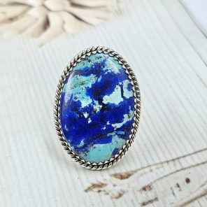 Chrysocolla Size US 8 925 Sterling Silver Ring (RS19-73)