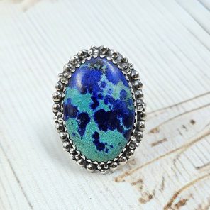 Chrysocolla Size US 8 925 Sterling Silver Ring (RS19-72)