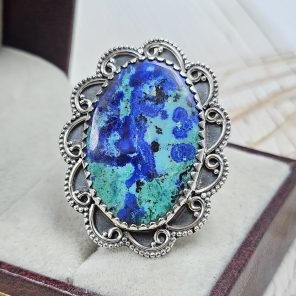 Chrysocolla Size US 9 925 Sterling Silver Ring (RS19-57)