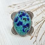 Chrysocolla Size US 10 925 Sterling Silver Ring (RS19-67)