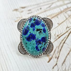 Chrysocolla Size US 10 925 Sterling Silver Ring (RS19-67)