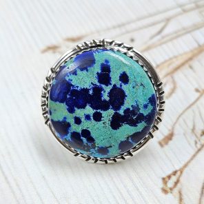 Chrysocolla Size US 9 925 Sterling Silver Ring (RS19-53)