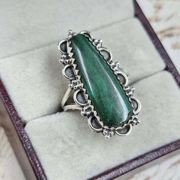 Malachite Size US 8 925 Sterling Silver Ring (RS19-78) - Image 2