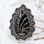 Aurora Opal Inlay Size US 10 925 Sterling Silver Ring (RS35-31)