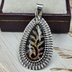 Aurora Opal Inlay 2" 925 Sterling Silver Pendant (RS35-35)