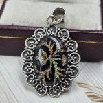 Aurora Opal Inlay 1.5" 925 Sterling Silver Pendant (RS35-36)