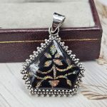 Aurora Opal Inlay 1.5" 925 Sterling Silver Pendant (RS35-39)