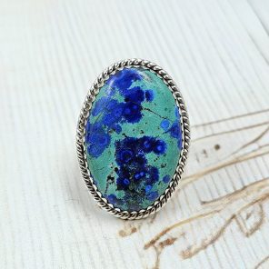 Chrysocolla Size US 10 925 Sterling Silver Ring (RS19-65)