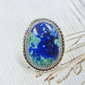 Chrysocolla Size US 10 925 Sterling Silver Ring (RS19-64)