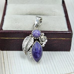 Charoite 1" 925 Sterling Silver Pendant (REXT60-107)