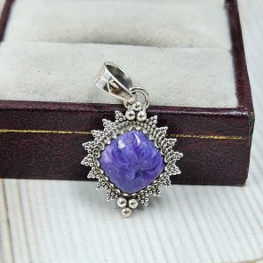 Charoite 1" 925 Sterling Silver Pendant (REXT60-106)