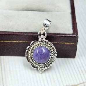 Charoite 1" 925 Sterling Silver Pendant (REXT60-104)