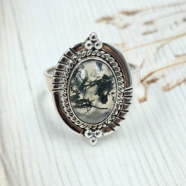 Moss Agate 925 Sterling Silver Ring (REXT60-116)