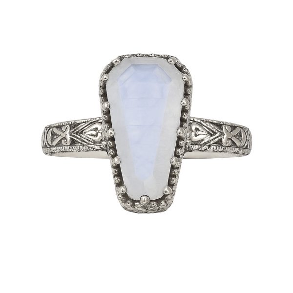Rainbow Moonstone Coffin 925 Sterling Silver Ring (RS15-217) - Image 2