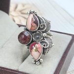 Red Rose Dahlia & Garnet 925 Sterling Silver Ring (REXT27-310)