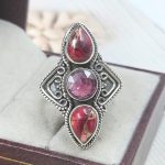 Red Rose Dahlia & Garnet 925 Sterling Silver Ring (REXT27-311)