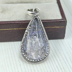 Cracked Crystal Quartz 1.75" 925 Sterling Silver Pendant (REXT55-164)
