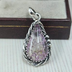 Cracked Crystal Quartz 1.5" 925 Sterling Silver Pendant (REXT55-165)