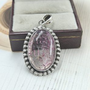 Cracked Crystal Quartz 1.75" 925 Sterling Silver Pendant (REXT55-166)