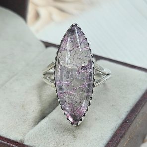 Cracked Crystal Quartz Size US 8 925 Sterling Silver Ring (REXT55-144)