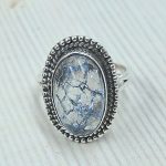 Cracked Crystal Quartz Size US 8 925 Sterling Silver Ring (REXT55-146)
