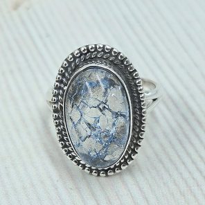 Cracked Crystal Quartz Size US 8 925 Sterling Silver Ring (REXT55-146)