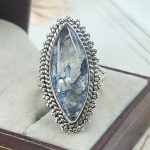 Cracked Crystal Quartz Size US 10 925 Sterling Silver Ring (REXT55-158)