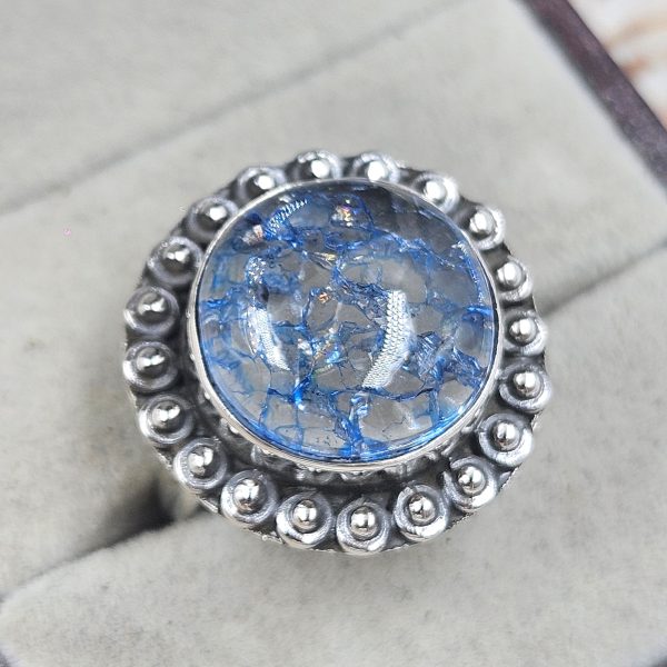 Cracked Crystal Quartz Size US 8 925 Sterling Silver Ring (REXT55-147) - Image 2
