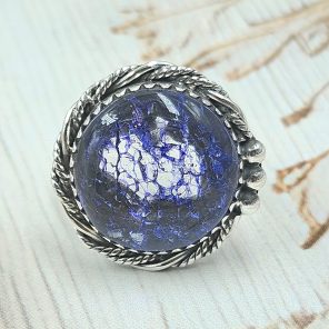 Cracked Crystal Quartz Size US 9 925 Sterling Silver Ring (REXT55-156)