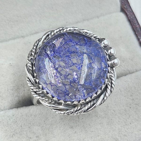 Cracked Crystal Quartz Size US 9 925 Sterling Silver Ring (REXT55-156) - Image 2