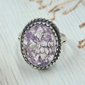Cracked Crystal Quartz Size US 8 925 Sterling Silver Ring (REXT55-148)
