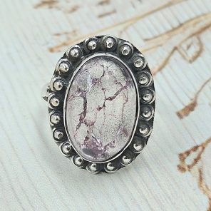 Cracked Crystal Quartz Size US 8 925 Sterling Silver Ring (REXT55-149)