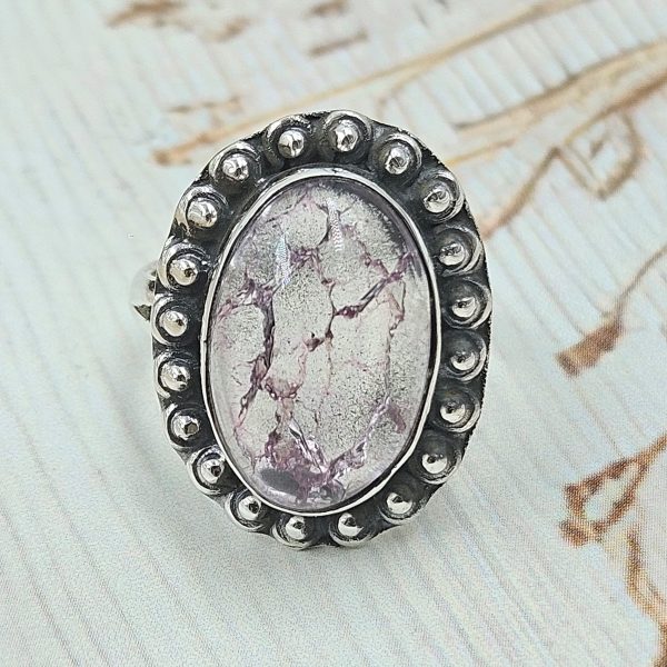 Cracked Crystal Quartz Size US 8 925 Sterling Silver Ring (REXT55-149)