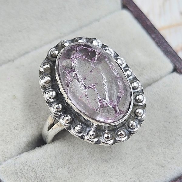Cracked Crystal Quartz Size US 8 925 Sterling Silver Ring (REXT55-149) - Image 2