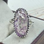 Cracked Crystal Quartz Size US 7 925 Sterling Silver Ring (REXT55-136)